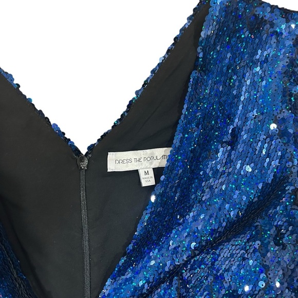 Dress the Population Zoe Blue Sequin Dress size medium party bachelorette Vegas - Picture 5 of 8